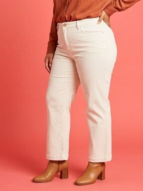 LOFT Women’s Size 33/P 16/P US High Rise Straight Leg  Pants White Cotton